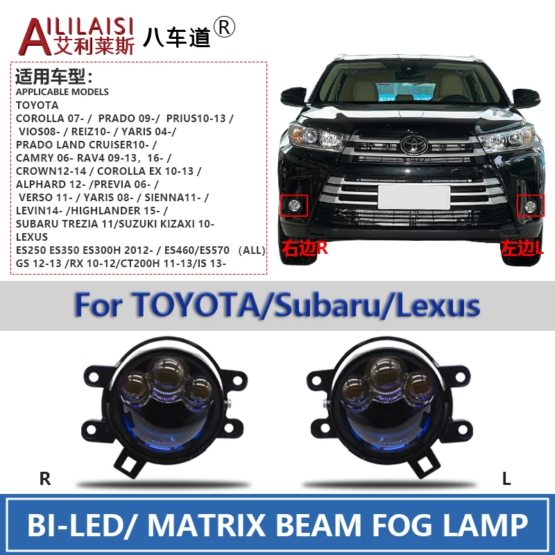 apply Lens fog lamp projector light bi led for toyota corolla prado prius vios reiz yaris prado land cruiser camry rav4 crown