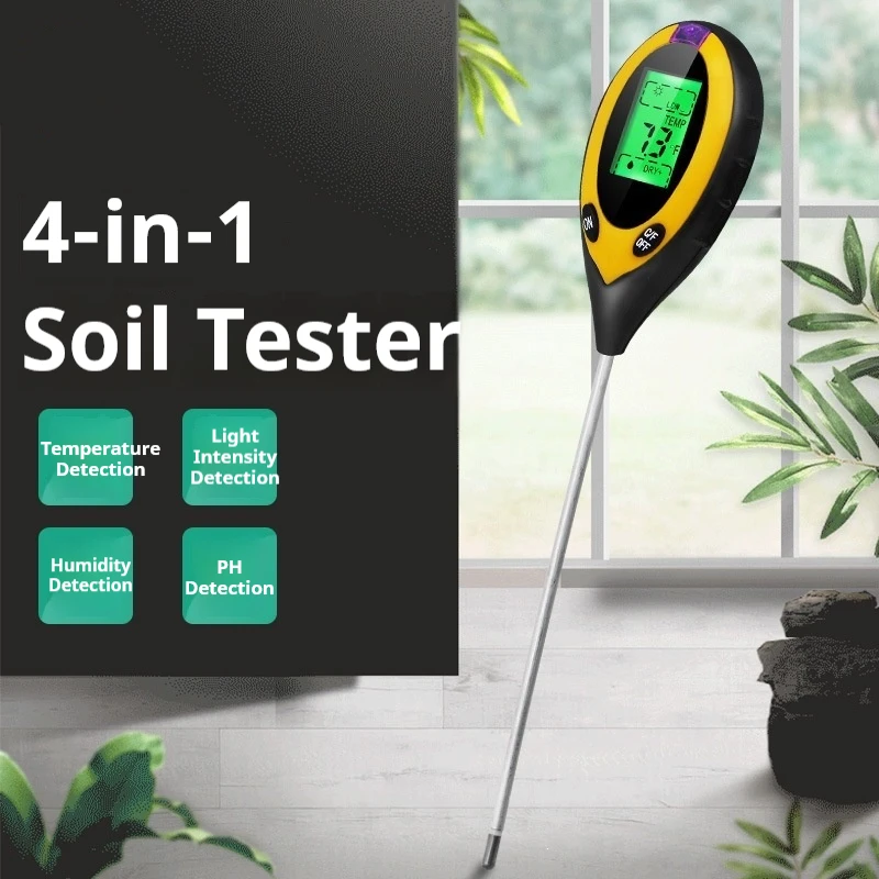 4 in 1 Soil Tester, Soil PH Moisture Temperature Light Meter, Digital Soil Detector for Garden Farm Plant Care