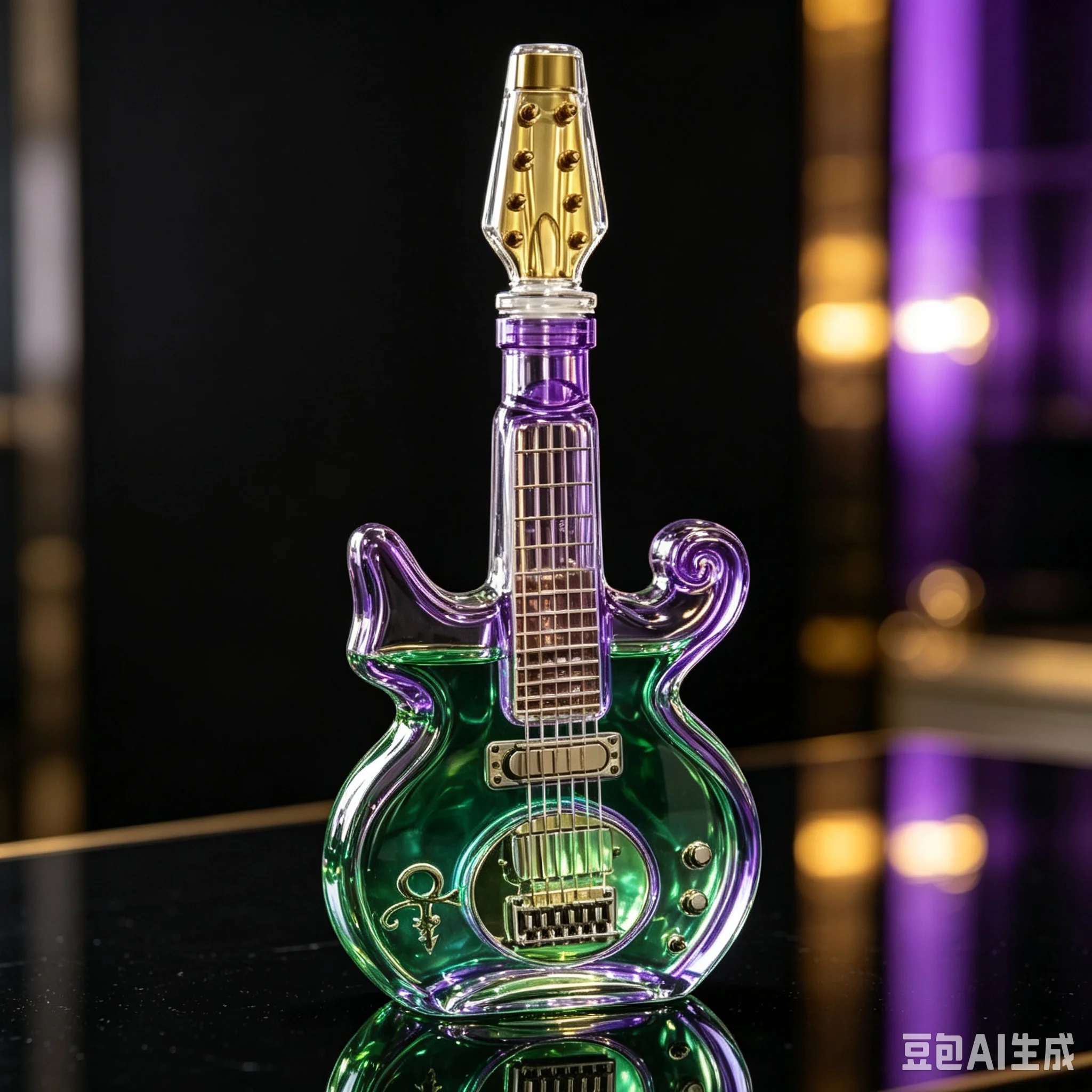 Prince Tribute Guitar Shaped Whiskey Decanter 350ml Purple Glass Musician Fan Home Bar Decor Gift