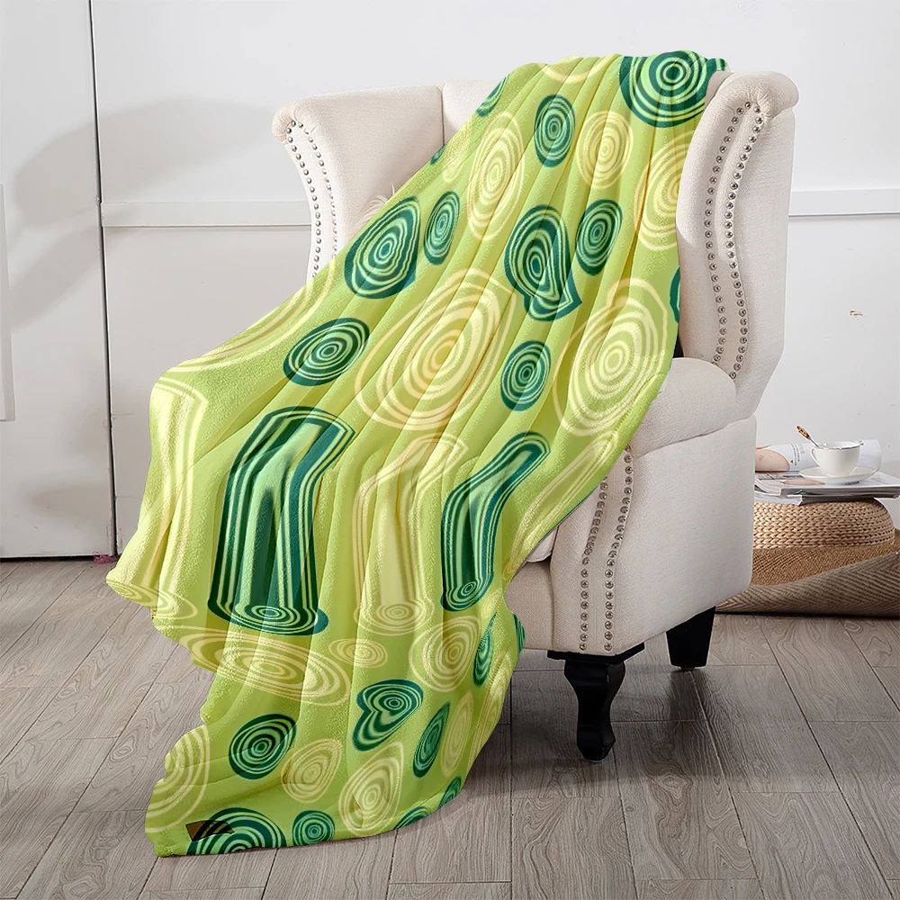 Green Concentric Circles Cute Flannel Fleece Throw Blanket Soft Plush Bed Couch Cover Perfect Gift for Women Girls Kids