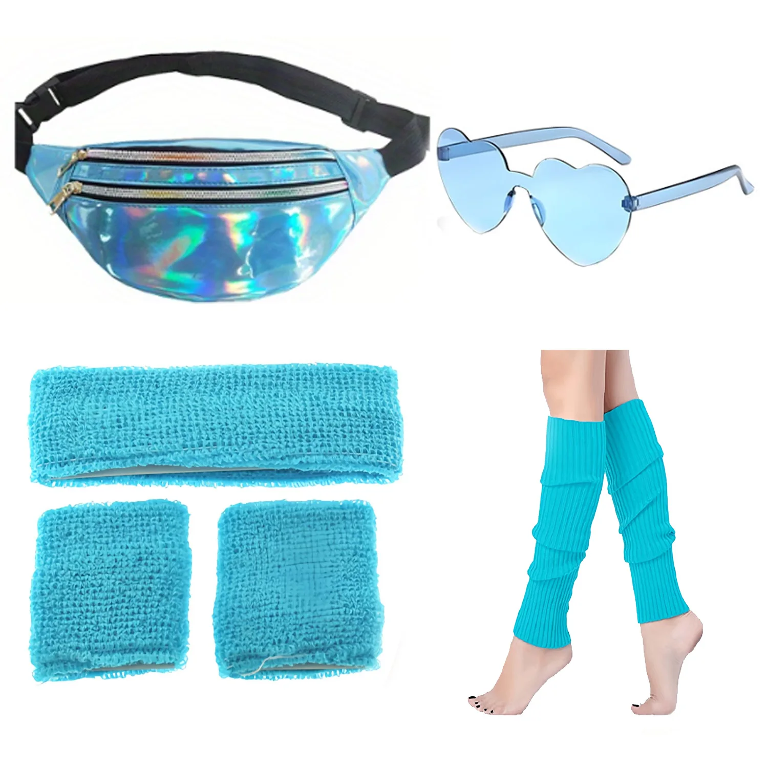 acessorios-femininos-pesenar-dos-anos-80-incluindo-oculos-bolsas-de-cintura-faixas-de-cabelo-protetores-de-pulso-e-joelheiras-5-pecas
