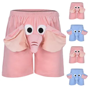 Männer Shorts Lustige Elefanten Boxer Neuheit Shorts Humorvolle Unterwäsche Tier Themed Boxer Shorts Hosen Spielen Seltsame Pyjama Hosen