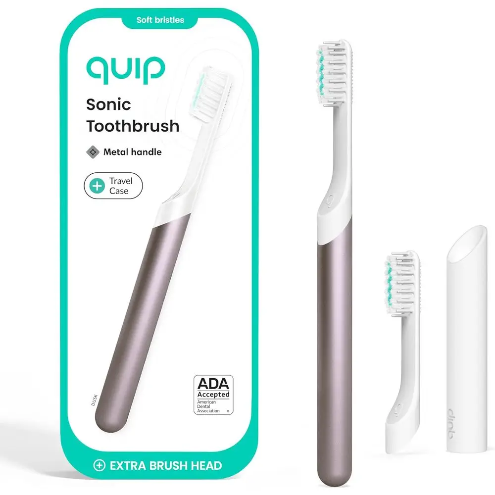 

Electric Toothbrush with Travel Case, Replacement Heads, 3-Month Battery Life, Dusk Plum