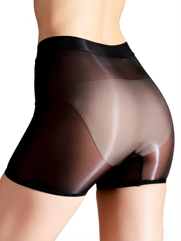 Men's 1228 Pin Craft Thin Panties Oil Shiny Glossy Sheer High Waist Boxer Man Underwear U Convex Pouch Shaping Man Underpants