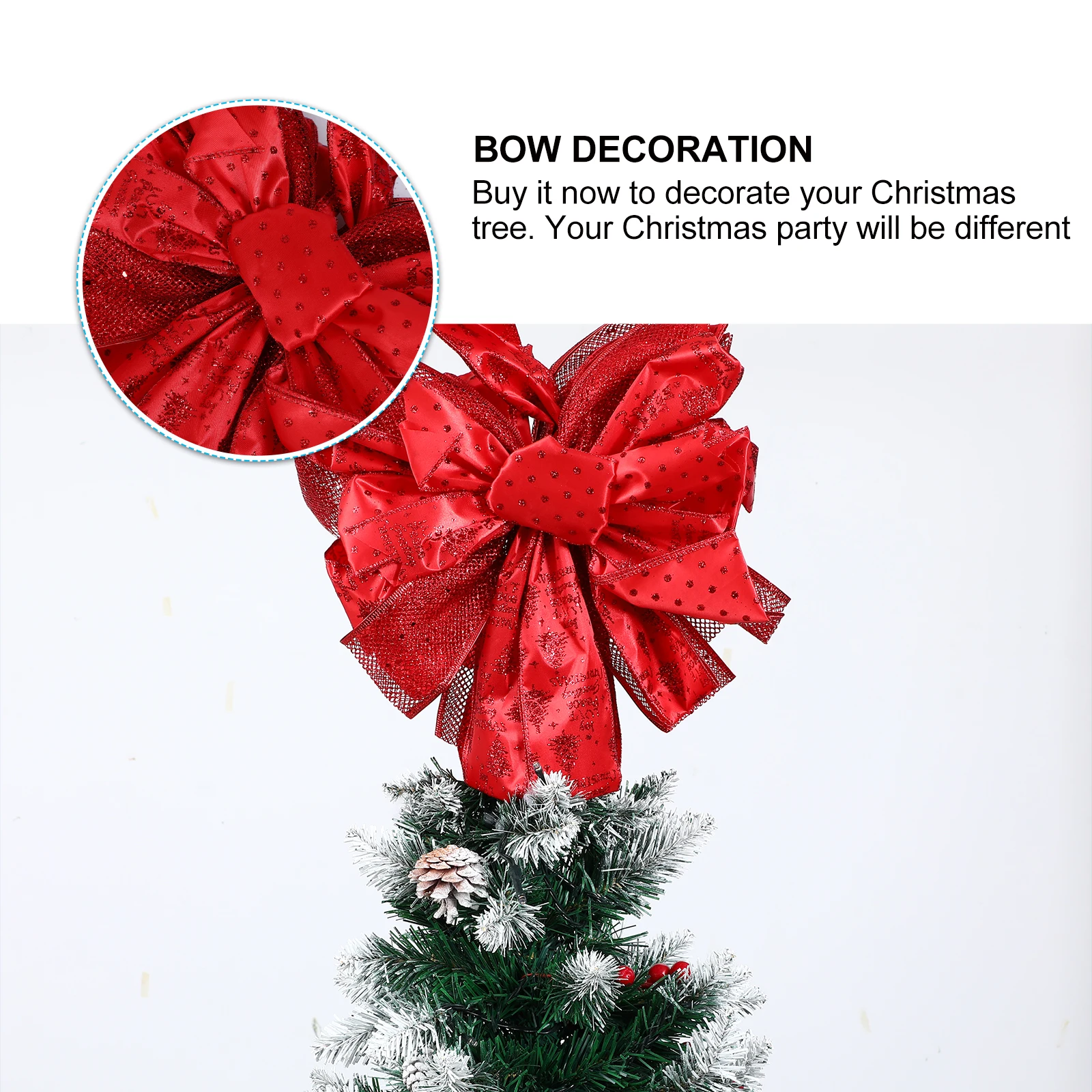 

1Pcs Bowknot Christmas Tree Topper Red Elegant Tree Treetop Decor Christmas Ornament Xmas Party Decoration Home Adornment