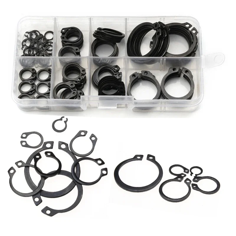 

160pcs External Circlip Snap Retaining Rings Set Carbon Steel M6-M25mm C Clip Circlip Washer Set for Shaft