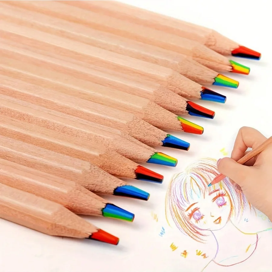 6/12/24 Set mit 24 bunten Holzstiften, 7-in-1 Regenbogen-Zeichenstifte. Geeignet zum Skizzieren, Kritzeln, Malen und Zeichnen. – Detail 9