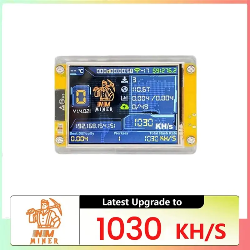 Nerdminer + 4 emplacements support amélioré 4X 1030KH/S Bitcoin Crypto Miner 2.8 pouces Loterie d'affichage intelligent