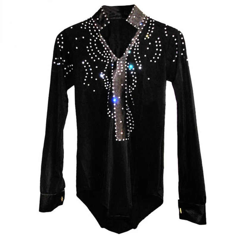 

Men's Latin Dance Velvet Middle East Diamond Performance Wear Competition Wear Boys Latin Dance Latin Dance Jacket