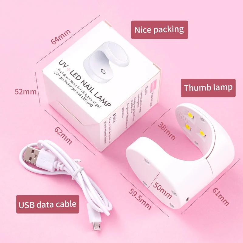 Mini Nail Dryer UV Lampada Manicure Macchina LED Lampada Manicure Strumenti Singolo Finger Nails Art UV Gel Polish Nail Dryer USB Nail Lamp