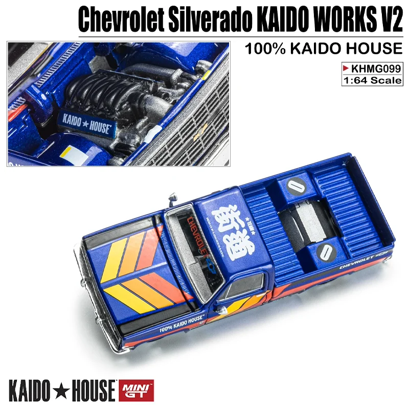 Kaido Housexminigt 1/64 Chevrolet Silverado Kaido Werkt V2 100% Kaido Huis Legering Speelgoed Motorvoertuig Diecast Metalen Model Cadeau