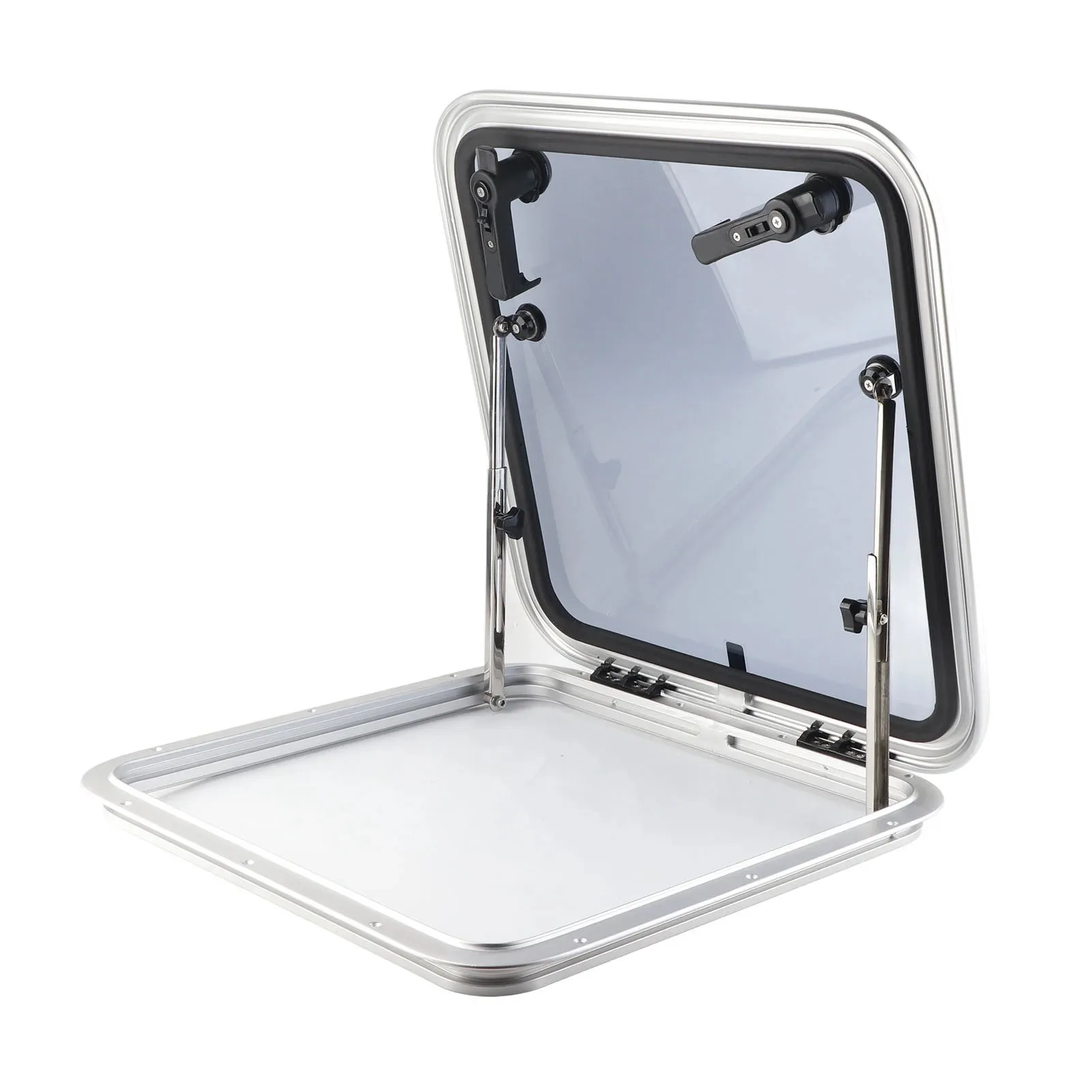 Marine Rectangle Aluminum Hatch 425mm-575mm Boat Porthole Window Anodized Surface Portlight Stainless Steel Hinge