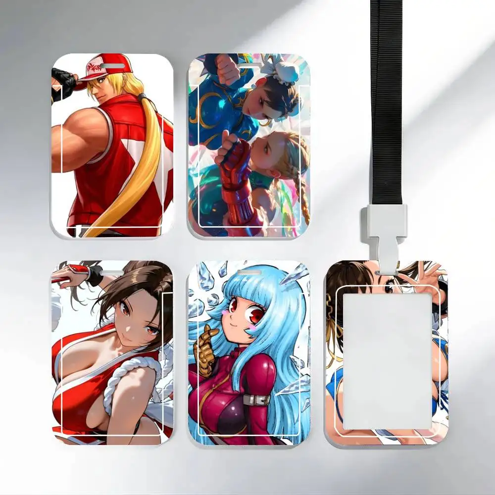 KOF The King Of Fighters ID Card Holder Neck Strap Pendant Door Badge Holder Lanyards Keychain Work Credential Case Gift