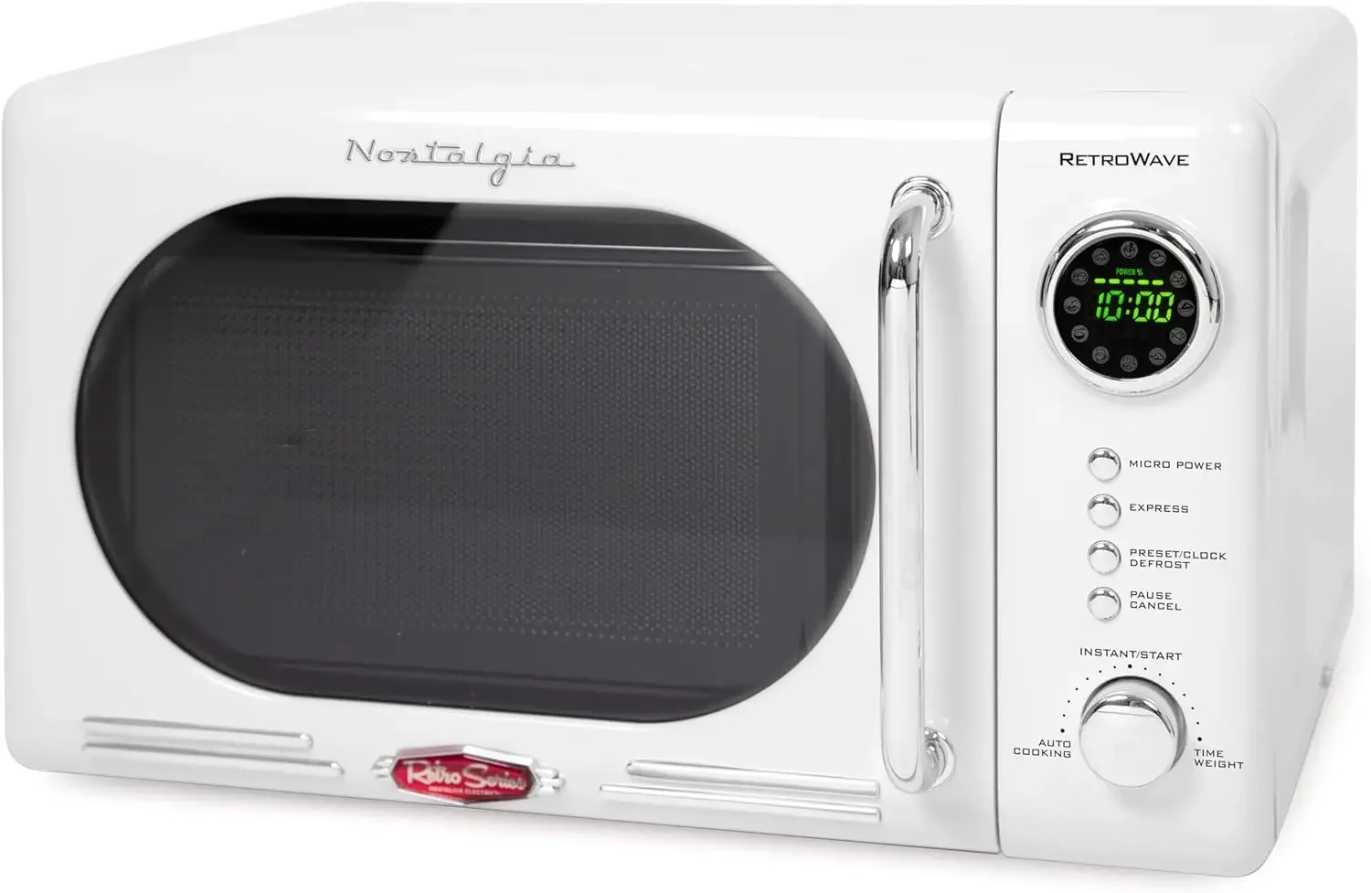 

NEW Retro Compact Countertop Microwave Oven - 0.7 Cu. Ft. 700-Watts with LED Digital Display Child Lock - White NEW