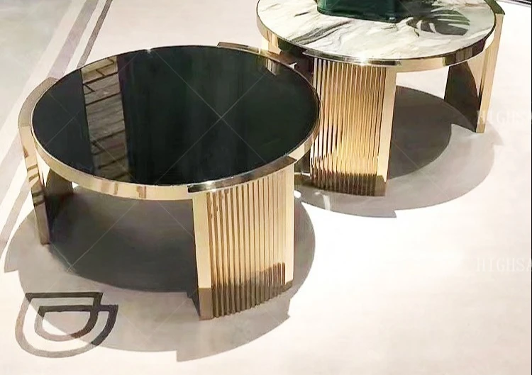 Light Luxury Round Combination Coffee Table Creative Stainless Steel Tea Table High-end Villa Living Room Home Coffee Table