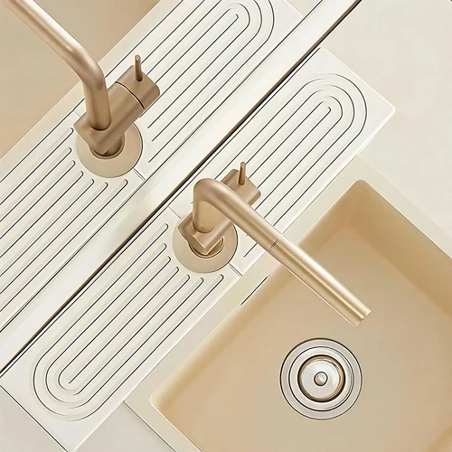 Imagen 2 del producto Tapete duro absorbente de agua de barro de diatomeas, tapete para grifo de secado rápido para fregadero de cocina, protector contra salpicaduras, cocina, baño, fregadero, tapete para lavar a mano