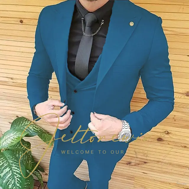 

Fashion Mens Suits Slim Fit 3 Pieces Set Groom Tuxedos Wedding Suits For Men 2022 New Business Male Prom Blazer Terno Masculino