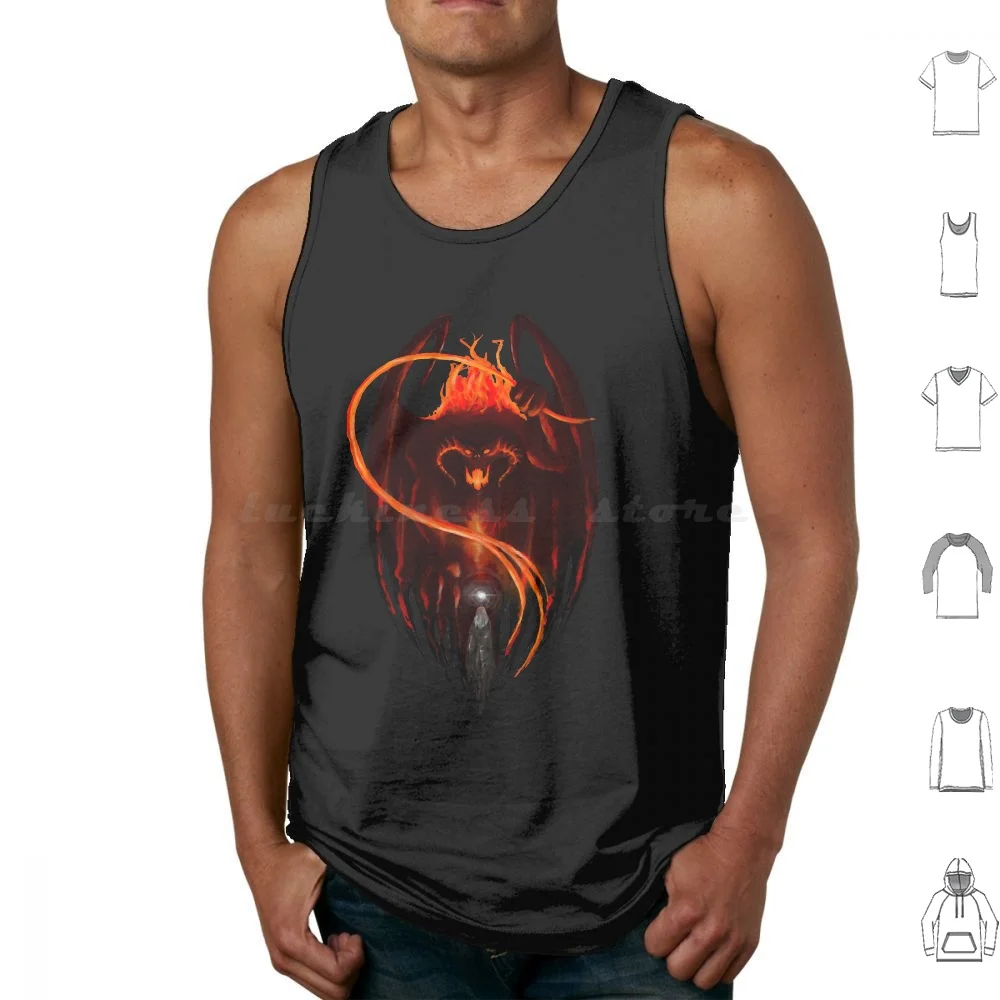 Balrog Tank Tops Print Cotton Nazgul Frodo Sam Gollum Ring Rings Curse Villian Villians 9 Rings Black Grey Green Bilbo