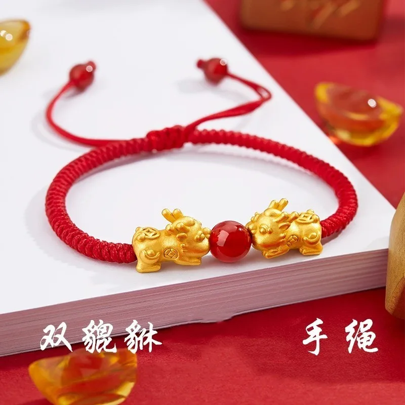 Birthday Year Pixiu Bracelet 99 Pure Silver Handwoven Light Luxury Niche Dragon Year Fortune Luck Couple Jewelry Festival Gift