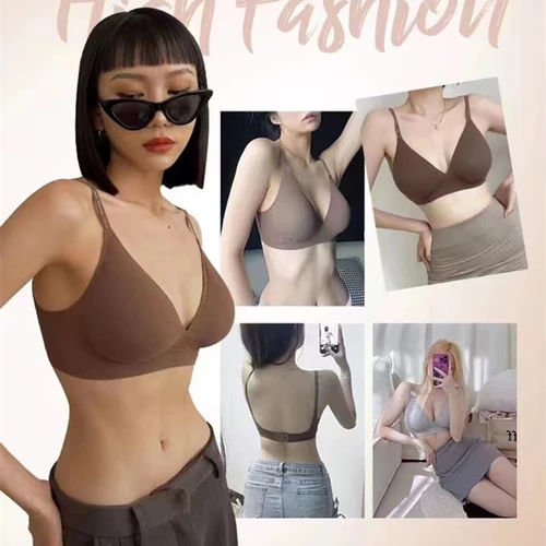 Imagen 2 del producto Nueva ropa interior roscada sin costuras para mujer, pecho pequeño recogido sin anillo de acero, sujetador antiflacidez para mujer, ráfaga delgada