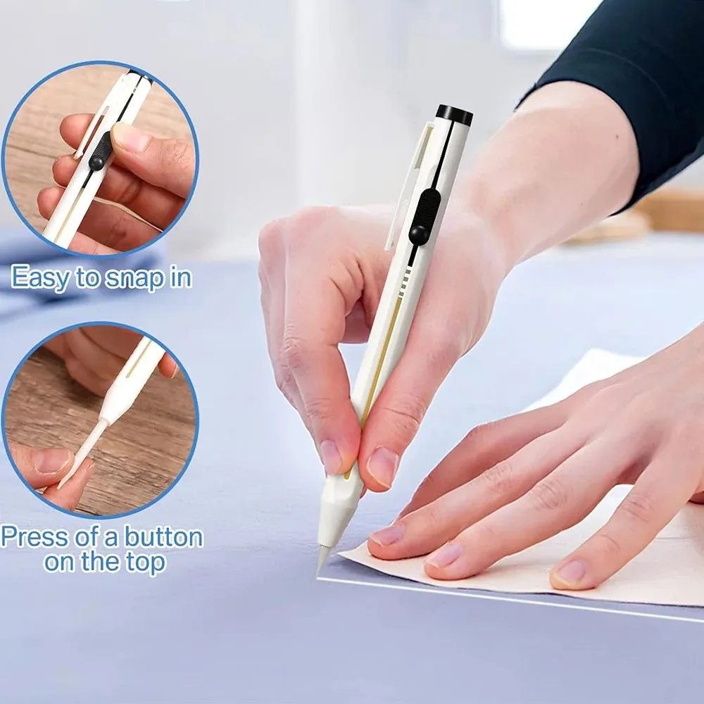 2 Stifte mit 20 Nachfüllungen, Schneiderkreide-Stift, Patchwork-Marker für verschwindende Stoffmarkierungen, für DIY-Handwerk, Nähen, Markieren, Kreide, Nähzubehör – Detail 5