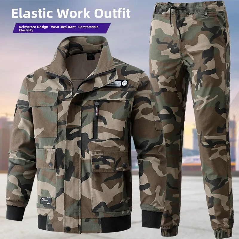 

Мужской камуфляжный рабочий костюм: утолщенная спецодежда для стройплощадки, защита от перегрева, для сварщиков, хлопок