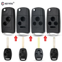 KEYYOU 2 3 4 Buttons Refit Remote Flip Car Key Shell Case Fob Entry For Honda Fit Accord Civic CRV Pilot Insight Jazz HRV