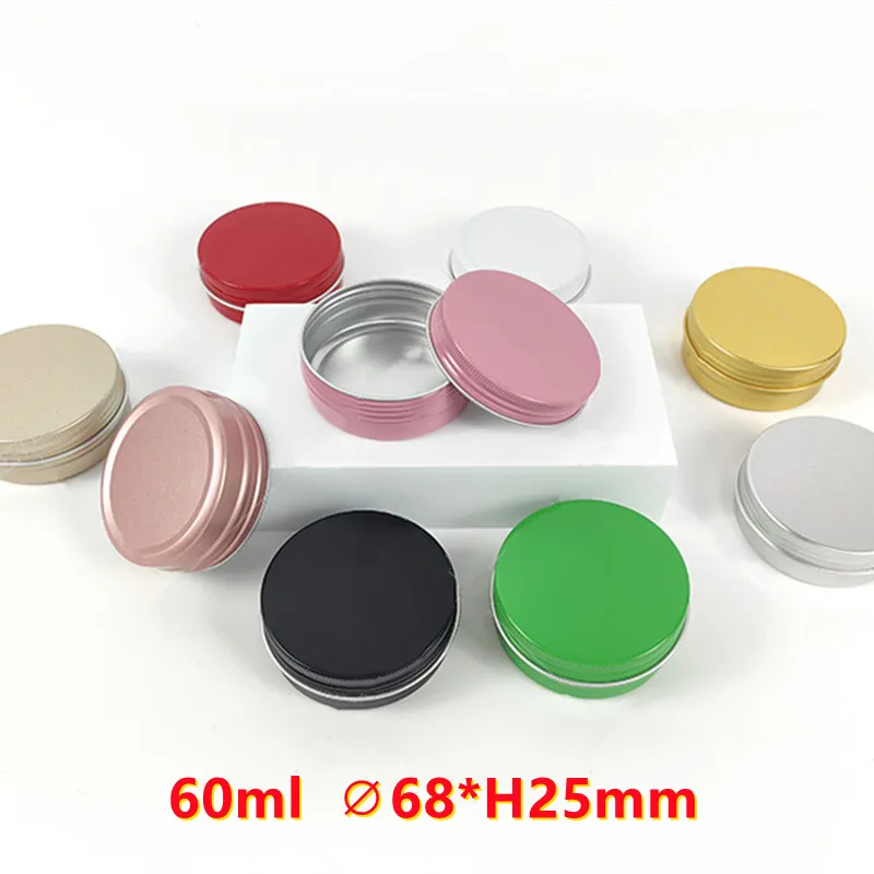 

200pcs Colorful Aluminum Jar With Screw Cap 60mL 2oz Round Aluminum Tin Cosmetic Packaging Custom Tin Container Can