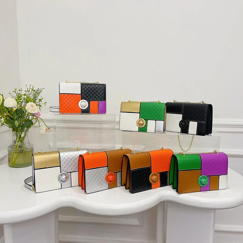 Contrasting Colors New Fashion Handbags PU Ladies Square Bags Ladies Shoulder Bag Fashionable Design Purses For Women