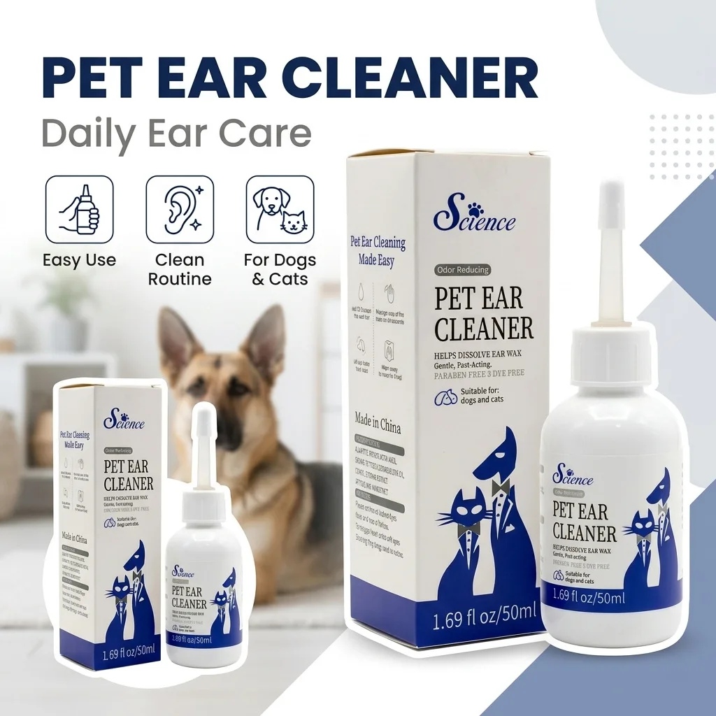 Gentle Pet Ear Cleaning Drops by Science, Non-Irritating Ear Wash to Eliminate Ear Wax & Bad Smell, Universal Ear Care Solution