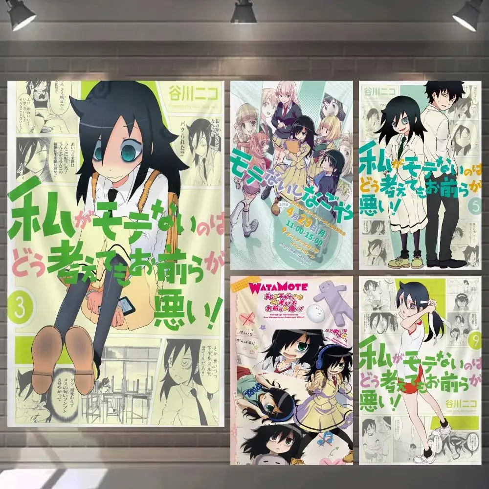 W-Watamote T-Tomoko K-Kuroki Tapestry  Background Art Decor For Bedroom Living Room Bar Garden Outdoor Festival Wall Deco