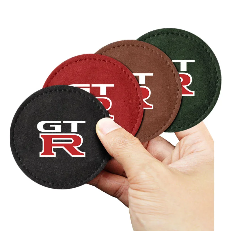 Leather Car Water Cup Pad Non-slip Coaster Accessories for Nissan Nismo X-trail Qashqai J10 Tiida GTR Juke Note Patrol Hub Caps