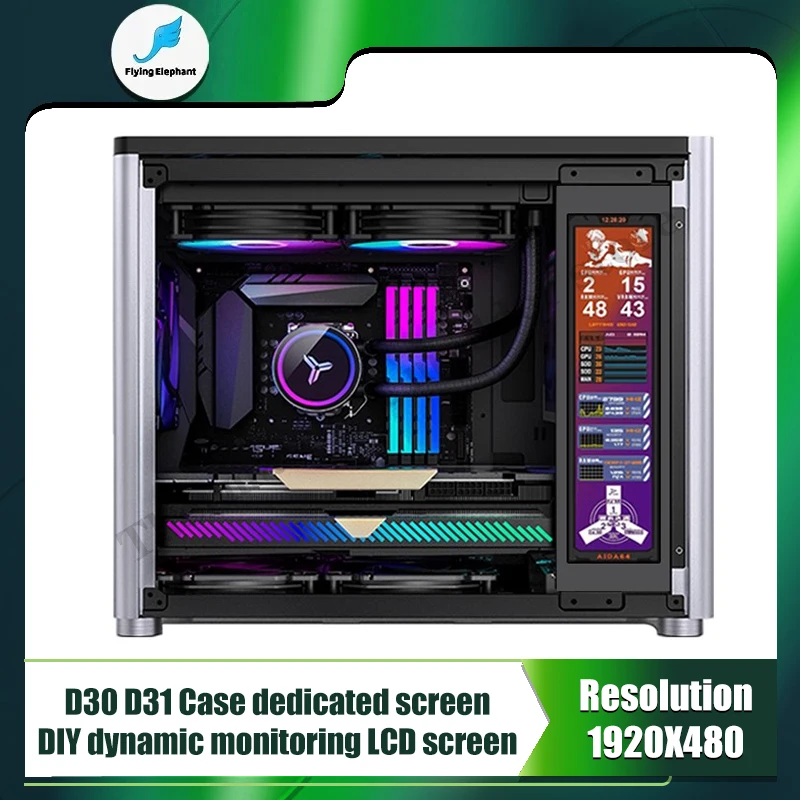 Customized IPS LCD Screen for Jonsbo D30 or D31 Computer Csae, 1920X480 DIY Dynamic Monitoring Display