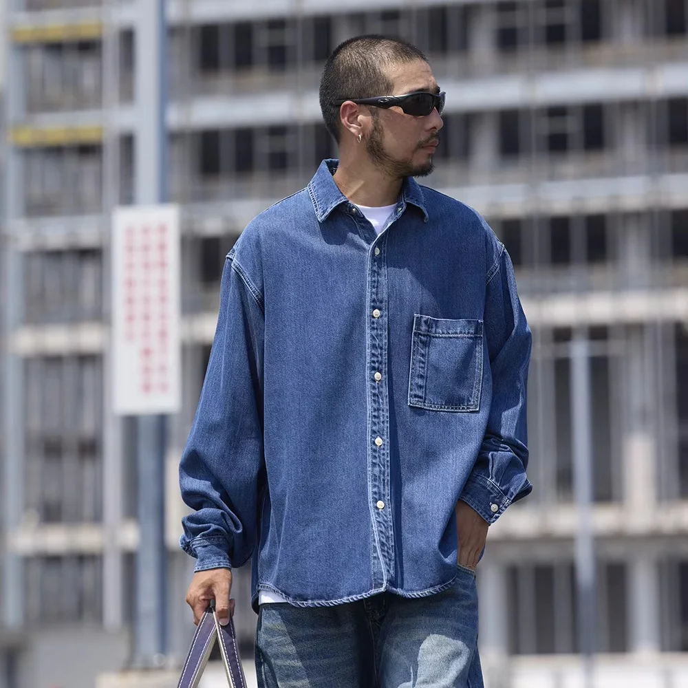 

26SS Lyocell Anti-Fade Raw Color Commuter Loose Fit Casual Denim Shirt Jacket Oversized Cityboy Youth Men Wear