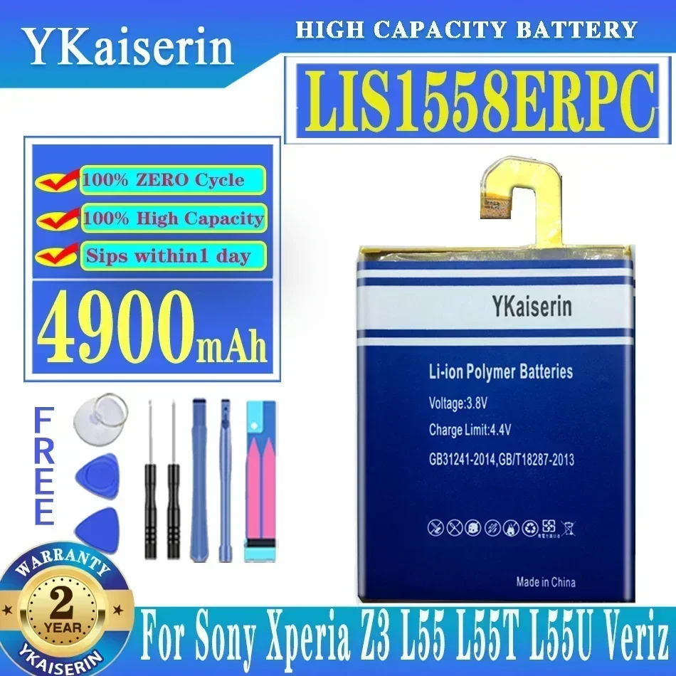 YKaiserin Replacement Battery For SONY Xperia Z3 L55T L55U D6653 D6633 D6603 LIS1558ERPC  Phone Battery 4900mAh