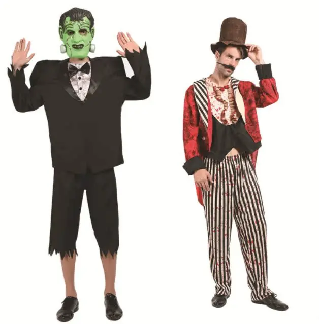 قناع وحش ملطخ بالدم للرجال لحفلات الهالوين، قناع مائل للخلف بحجم كبير، زي مهرج، قناع ظهر محدب #5