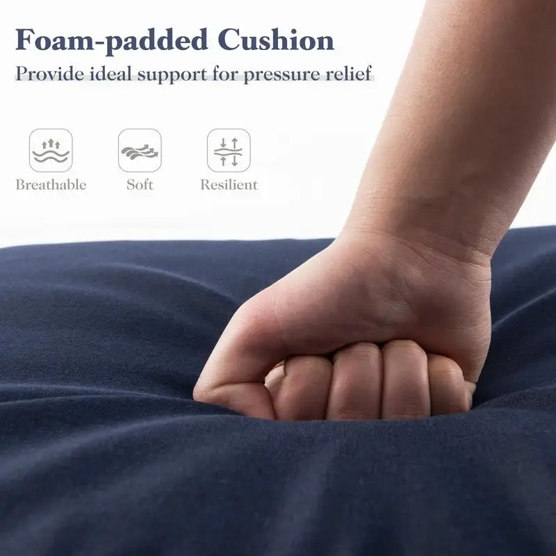 

Outdoor Chaise Lounge Cushion Patio Furniture Folding Pad with Fixing Straps-Navy