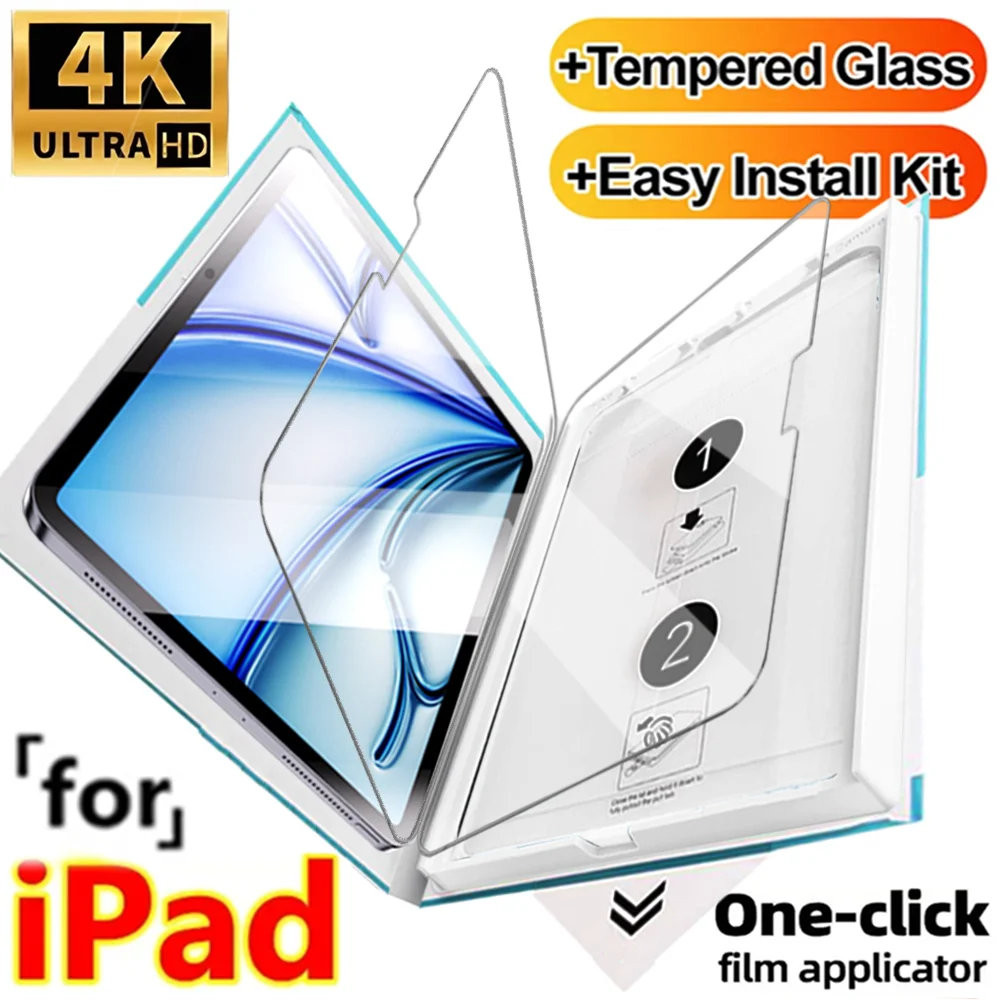 

Защитное стекло HD Clear для iPad Air Pro 11/13 дюймов, с комплектом для легкой установки, без пузырьков и пыли, для iPad A16 11-го поколения