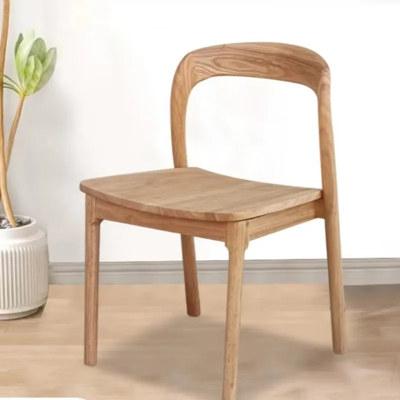 

Solid Wood Prince-Style Armchair, Nordic Wooden Seat, Coffee Shop Backrest Chair, Minimalist Desk Chair for Home Office