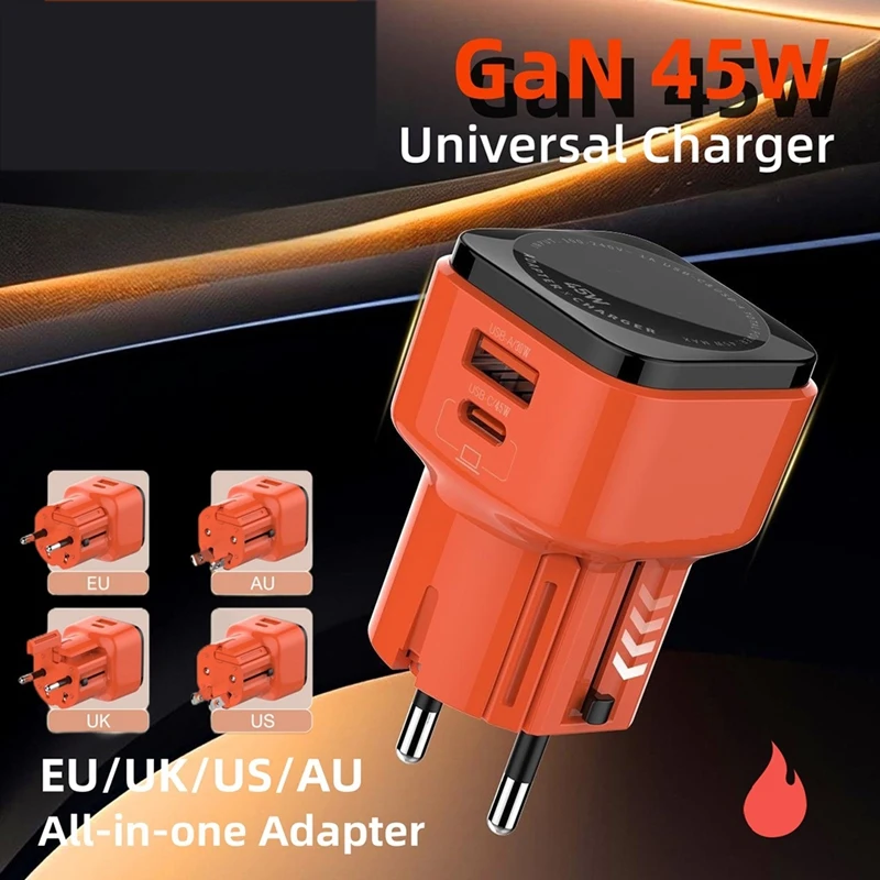 PD 45W Turbo Charger Type C Fast Charging US EU UK AUS Plug Universal Travel Adapter Usb Chargers [IANC-]