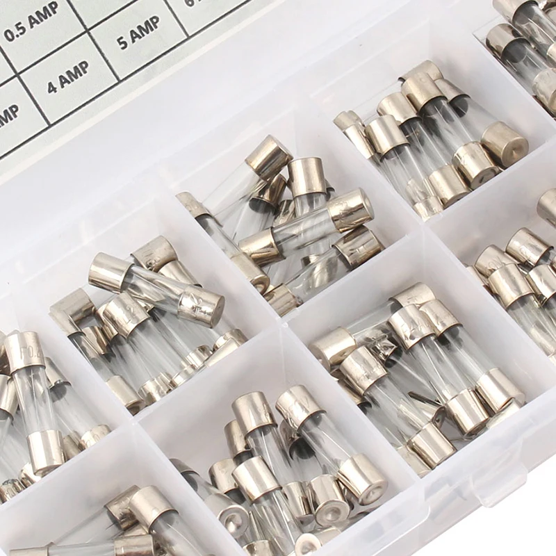 100PCS*0.2-20A 72*0.5-30A Fast-blow Glass Tube Fuses Quick Blow Car Glass Tube Fuses Assorted Kit Amp with Box Assortment Kit