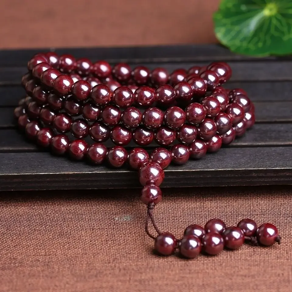 

Natural Raw Ore Cinnabar 108 Beads Rough Stone Multi-Circle Prayer Lucky Bracelet