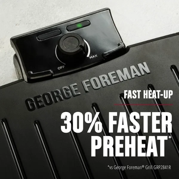 NEUER GEORGE FOREMAN ®   Kontaktieren Sie tauchfähig ™   Grill, 5-Serviergrill – einstellbare Temperaturregelung, schwarze Platten