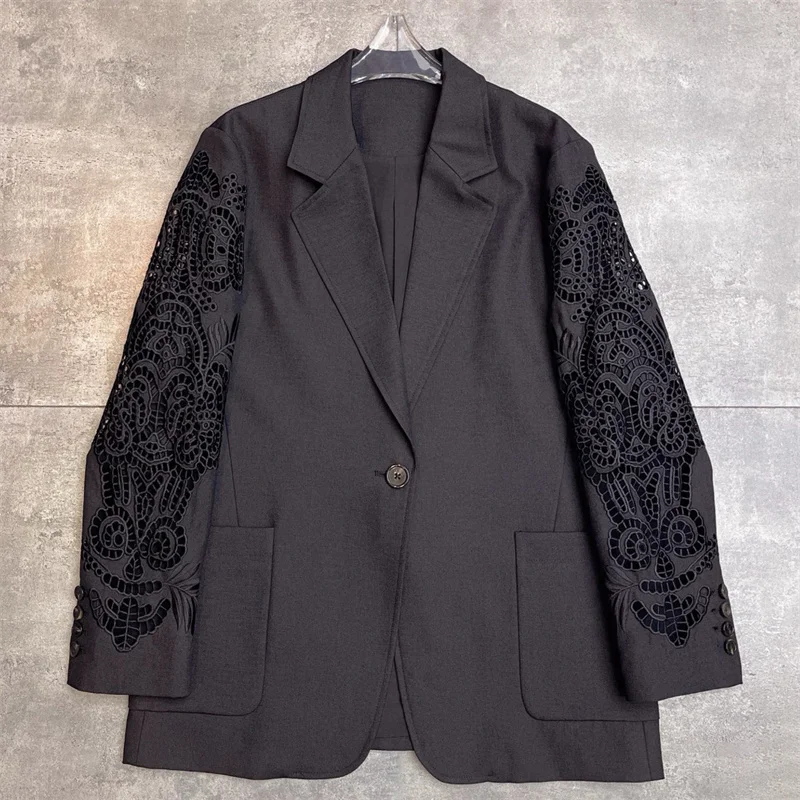

Женская куртка, новый женский пиджак с вышивкой, осень 2023, повседневное офисное женское пальто, верхняя одежда, блейзер y2k