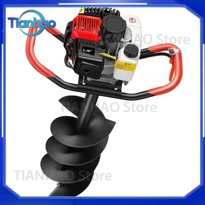High Power Ground Drilling Machine for Tree Planting Digger Rig Two Stroke Drilling Pile Driver with 8 cm Drill Bit