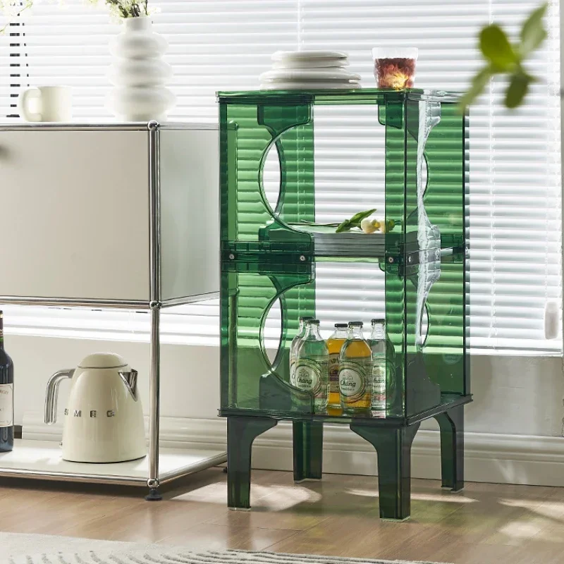 Wind acrylic storage rack, living room transparent locker, cream home display rack