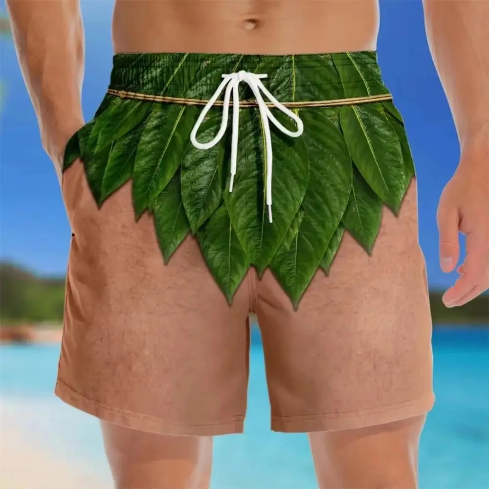 Hawaiian Grass Skirt Pattern Funny Men's Beach Shorts Hawaiian Surfing Shorts Party  Summer Fashion  Boyfriend Husband Fun Gift