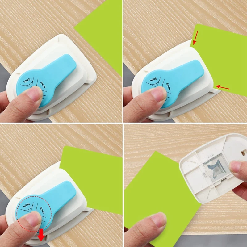 Corner Rounder Mini Corner Trimmer Punch R5/R8/R11mm Round Corner DIY Paper Card Photo Planner Cutting Supplies White+Blue