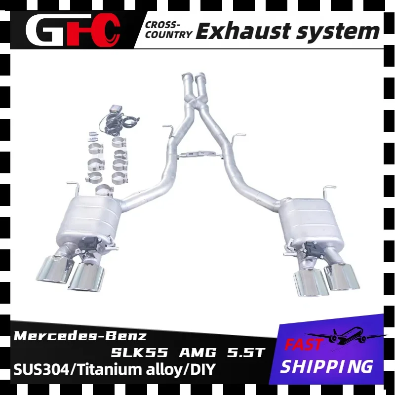 

GFC catback SUS304 high-performance exhaust system, valve muffler, without fins. AMG diffuser For Mercedes-Benz SLK55 AMG 5.5T