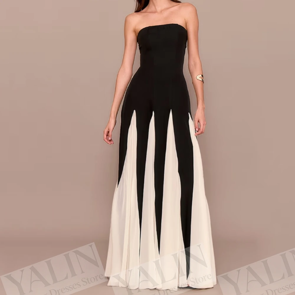 

Women's A-line Evening Dresses Floor-length Strapless Sleeveless Prom Dresses Simple Fashion Draped Backless Customized Gowns